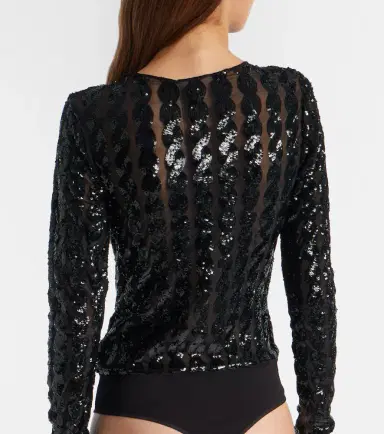 Polo Ralph Lauren Sequined mesh and jersey bodysuit | Thumbnail 5 Polo Ralph Lauren Sequined mesh and jersey bodysuit | Thumbnail 5
