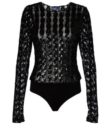 Polo Ralph Lauren Sequined mesh and jersey bodysuit | Thumbnail 1 Polo Ralph Lauren Sequined mesh and jersey bodysuit | Thumbnail 1