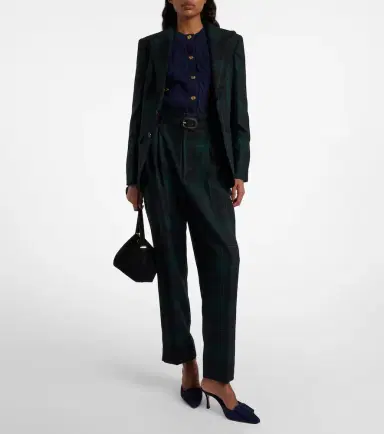 Polo Ralph Lauren Belted checked high-rise wool tapered pants | Thumbnail 2 Polo Ralph Lauren Belted checked high-rise wool tapered pants | Thumbnail 2