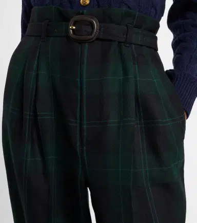 Polo Ralph Lauren Belted checked high-rise wool tapered pants | Thumbnail 3 Polo Ralph Lauren Belted checked high-rise wool tapered pants | Thumbnail 3