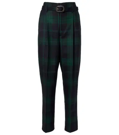 Polo Ralph Lauren Belted checked high-rise wool tapered pants | Thumbnail 1 Polo Ralph Lauren Belted checked high-rise wool tapered pants | Thumbnail 1