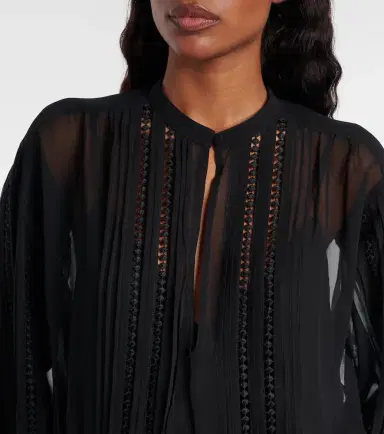 Polo Ralph Lauren Lace-trimmed georgette midi dress | Thumbnail 4 Polo Ralph Lauren Lace-trimmed georgette midi dress | Thumbnail 4