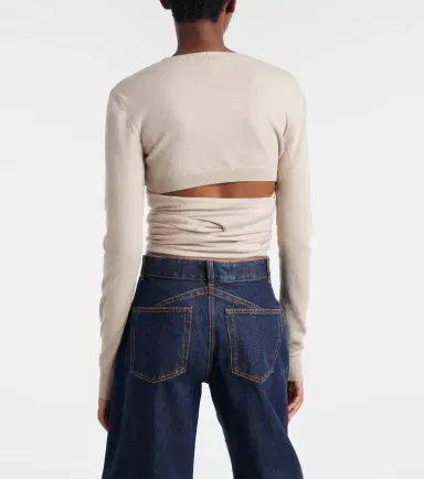 Alaïa Alaïa Cashmere and wool-blend wrap top | Thumbnail 2 Alaïa Alaïa Cashmere and wool-blend wrap top | Thumbnail 2