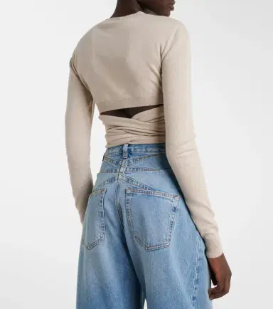 Alaïa Alaïa Cashmere and wool-blend wrap top | Thumbnail 6 Alaïa Alaïa Cashmere and wool-blend wrap top | Thumbnail 6