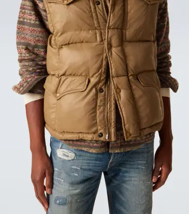 RRL Leather-trimmed ripstop puffer vest | Thumbnail 3 RRL Leather-trimmed ripstop puffer vest | Thumbnail 3