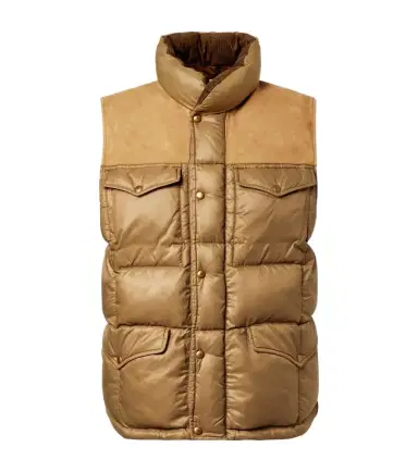 RRL Leather-trimmed ripstop puffer vest | Thumbnail 1 RRL Leather-trimmed ripstop puffer vest | Thumbnail 1