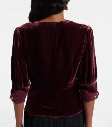 Rixo Amanda lace-trimmed velvet top | Thumbnail 3 Rixo Amanda lace-trimmed velvet top | Thumbnail 3
