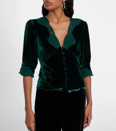 Rixo Amanda lace-trimmed velvet top | Thumbnail 6 Rixo Amanda lace-trimmed velvet top | Thumbnail 6