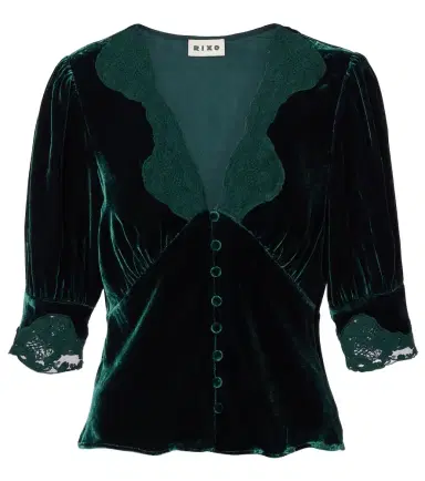 Rixo Amanda lace-trimmed velvet top | Thumbnail 1 Rixo Amanda lace-trimmed velvet top | Thumbnail 1