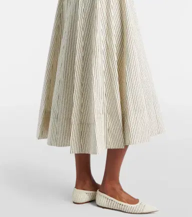Staud Striped pleated cotton midi dress | Thumbnail 3 Staud Striped pleated cotton midi dress | Thumbnail 3