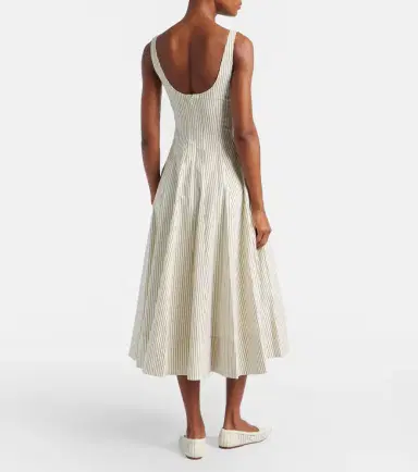 Staud Striped pleated cotton midi dress | Thumbnail 5 Staud Striped pleated cotton midi dress | Thumbnail 5