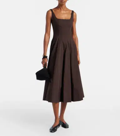 Staud Pleated cotton midi dress | Thumbnail 5 Staud Pleated cotton midi dress | Thumbnail 5