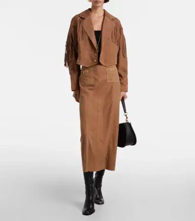 Rixo Edwina high-waist suede midi skirt | Thumbnail 2 Rixo Edwina high-waist suede midi skirt | Thumbnail 2