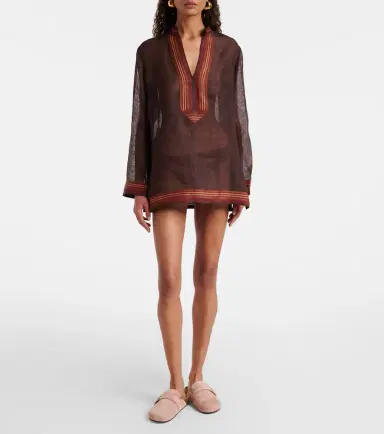 Tory Burch Sheer linen kaftan | Thumbnail 4 Tory Burch Sheer linen kaftan | Thumbnail 4
