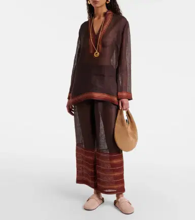 Tory Burch Sheer linen kaftan | Thumbnail 5 Tory Burch Sheer linen kaftan | Thumbnail 5