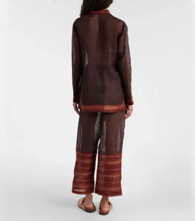 Tory Burch Striped cropped linen pants | Thumbnail 4 Tory Burch Striped cropped linen pants | Thumbnail 4