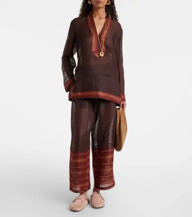 Tory Burch Striped cropped linen pants | Thumbnail 6 Tory Burch Striped cropped linen pants | Thumbnail 6