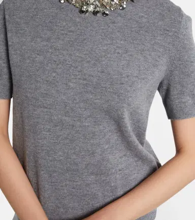 Tory Burch Embellished wool and cashmere top | Thumbnail 2 Tory Burch Embellished wool and cashmere top | Thumbnail 2