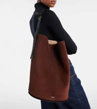 Alaïa Alaïa Hip Large leather-trimmed suede bucket bag | Thumbnail 5 Alaïa Alaïa Hip Large leather-trimmed suede bucket bag | Thumbnail 5