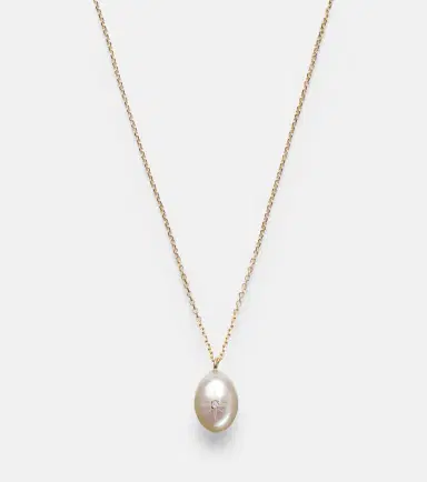 Mateo 14kt gold pendant necklace with pearl and diamond | Thumbnail 3 Mateo 14kt gold pendant necklace with pearl and diamond | Thumbnail 3