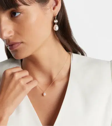 Mateo 14kt gold pendant necklace with pearl and diamond | Thumbnail 4 Mateo 14kt gold pendant necklace with pearl and diamond | Thumbnail 4