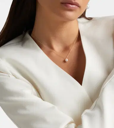 Mateo 14kt gold pendant necklace with pearl and diamond | Thumbnail 5 Mateo 14kt gold pendant necklace with pearl and diamond | Thumbnail 5