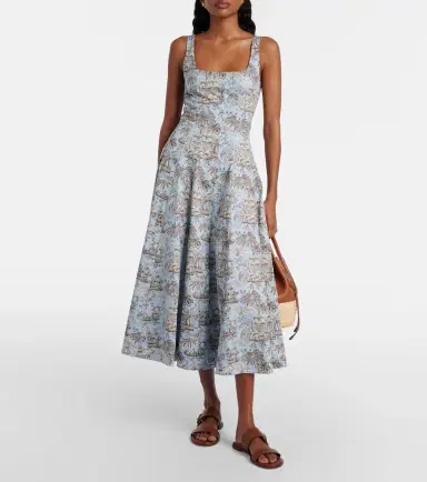 Staud Wells floral cotton poplin midi dress | Thumbnail 3 Staud Wells floral cotton poplin midi dress | Thumbnail 3