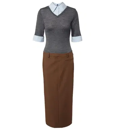 Staud Layered wool-blend midi dress | Thumbnail 1 Staud Layered wool-blend midi dress | Thumbnail 1