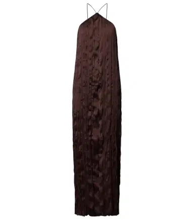 Staud Akari plissé halterneck maxi dress | Thumbnail 1 Staud Akari plissé halterneck maxi dress | Thumbnail 1