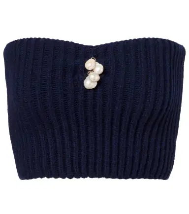 Prada Embellished wool and cashmere crop top | Thumbnail 1 Prada Embellished wool and cashmere crop top | Thumbnail 1