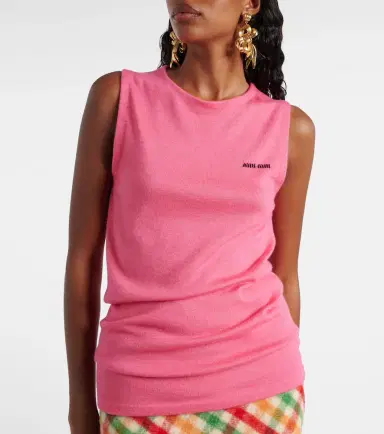 Miu Miu Logo cashmere and silk top | Thumbnail 3 Miu Miu Logo cashmere and silk top | Thumbnail 3
