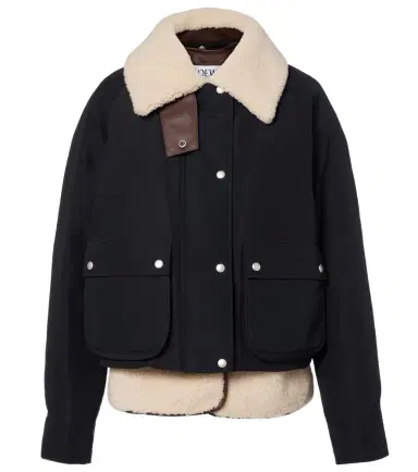 Loewe Shearling-trimmed cotton-blend jacket | Thumbnail 1 Loewe Shearling-trimmed cotton-blend jacket | Thumbnail 1