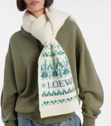 Loewe Logo sequined wool-blend jacquard scarf | Thumbnail 5 Loewe Logo sequined wool-blend jacquard scarf | Thumbnail 5