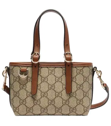 Gucci GG Canvas leather-trimmed top-handle bag | Thumbnail 1 Gucci GG Canvas leather-trimmed top-handle bag | Thumbnail 1
