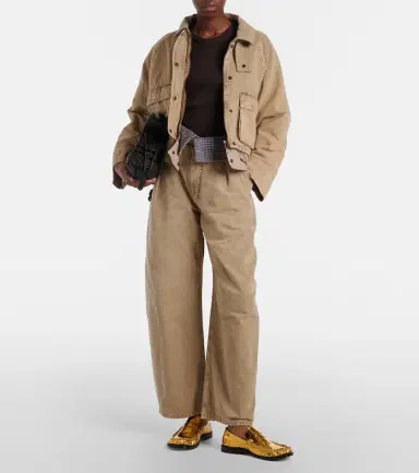 Loewe Wool-trimmed barrel-leg jeans | Thumbnail 5 Loewe Wool-trimmed barrel-leg jeans | Thumbnail 5