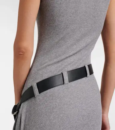 Loewe Belted ribbed-knit draped cotton-blend midi dress | Thumbnail 4 Loewe Belted ribbed-knit draped cotton-blend midi dress | Thumbnail 4