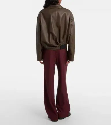 Loewe Leather-trimmed wool wide-leg pants | Thumbnail 3 Loewe Leather-trimmed wool wide-leg pants | Thumbnail 3