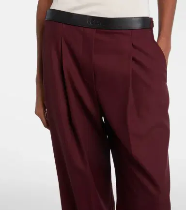 Loewe Leather-trimmed wool wide-leg pants | Thumbnail 4 Loewe Leather-trimmed wool wide-leg pants | Thumbnail 4