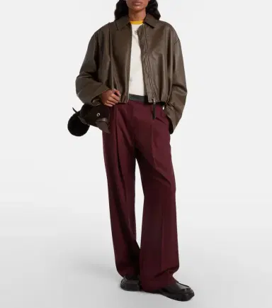 Loewe Leather-trimmed wool wide-leg pants | Thumbnail 6 Loewe Leather-trimmed wool wide-leg pants | Thumbnail 6