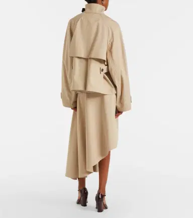 Loewe Leather-trimmed cotton and silk midi skirt | Thumbnail 4 Loewe Leather-trimmed cotton and silk midi skirt | Thumbnail 4