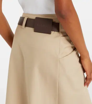 Loewe Leather-trimmed cotton and silk midi skirt | Thumbnail 6 Loewe Leather-trimmed cotton and silk midi skirt | Thumbnail 6