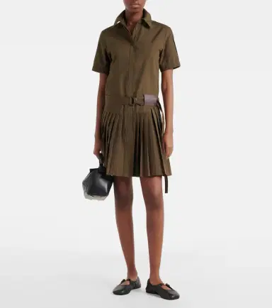 Loewe Belted pleated cotton-blend shirt dress | Thumbnail 2 Loewe Belted pleated cotton-blend shirt dress | Thumbnail 2