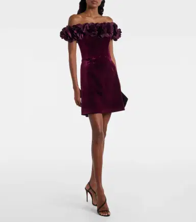 Rebecca Vallance Floral-appliqué velvet minidress | Thumbnail 3 Rebecca Vallance Floral-appliqué velvet minidress | Thumbnail 3