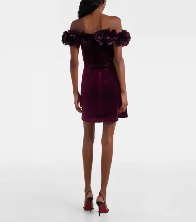 Rebecca Vallance Floral-appliqué velvet minidress | Thumbnail 5 Rebecca Vallance Floral-appliqué velvet minidress | Thumbnail 5