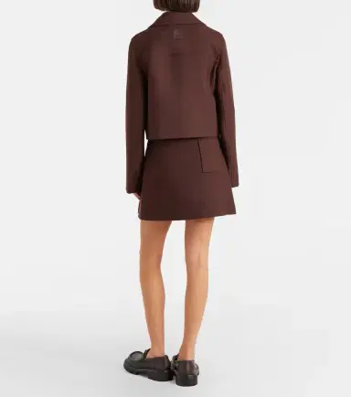 Loewe Leather-trimmed pleated wool and silk miniskirt | Thumbnail 3 Loewe Leather-trimmed pleated wool and silk miniskirt | Thumbnail 3