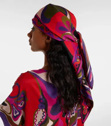 Pucci Marmo and Orchidee silk twill scarf | Thumbnail 4 Pucci Marmo and Orchidee silk twill scarf | Thumbnail 4
