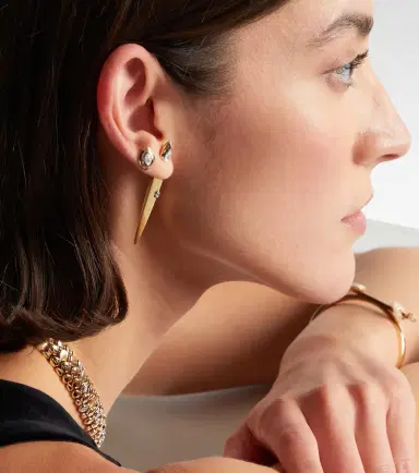 Rainbow K 14kt gold single earring with diamonds | Thumbnail 3 Rainbow K 14kt gold single earring with diamonds | Thumbnail 3