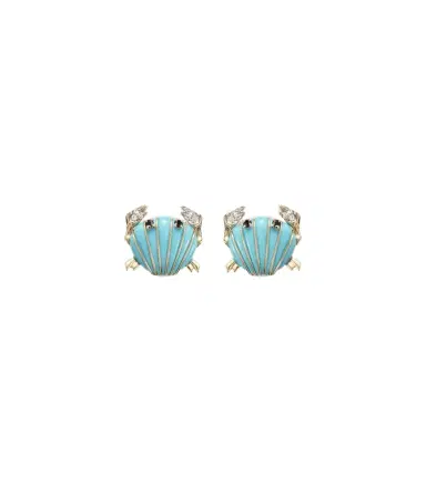 Yvonne Léon Yvonne Léon Crabe Coquillage 9kt gold earrings with gemstones | Thumbnail 1 Yvonne Léon Yvonne Léon Crabe Coquillage 9kt gold earrings with gemstones | Thumbnail 1