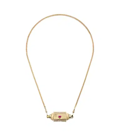 Marie Lichtenberg Love You 18kt gold locket necklace with diamond and ruby | Thumbnail 1 Marie Lichtenberg Love You 18kt gold locket necklace with diamond and ruby | Thumbnail 1