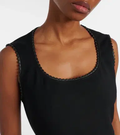 Alaïa Alaïa Leather-trimmed wool midi dress | Thumbnail 2 Alaïa Alaïa Leather-trimmed wool midi dress | Thumbnail 2